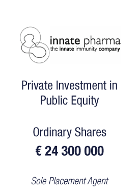 Bryan, Garnier & Co leads a € 24,3 m capital increase for Innate Pharma