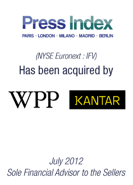 Bryan, Garnier & Co advises Press Index's founders and main shareholders in the sale of their majority stake to WPP