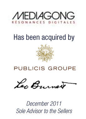 Bryan, Garnier & Co announces the acquisition by Publicis Group of Mediagong, one of France’s most innovative digital agencies