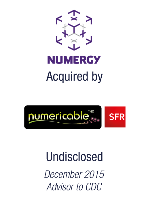 Numericable-SFR completed the acquisition of stakes in Numergy 