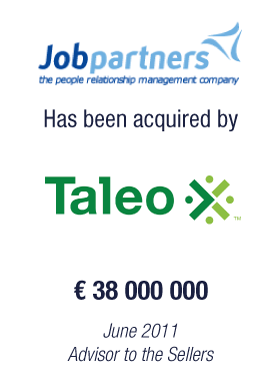 Bryan, Garnier & Co advises Jobpartners, a leading people and talent management SAAS Provider, on ITS sale to Taleo