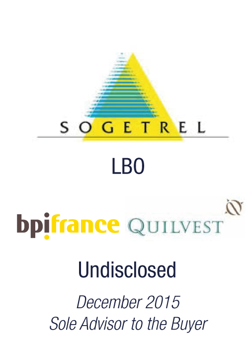 With the acquisition of Sogetrel by Quilvest and BPI alongside the Company’s management, Bryan Garnier closes its 36th transaction in the past 12 months