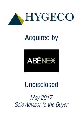 Bryan, Garnier & Co advises Abenex and the management team of Hygeco on their LBO