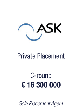 Bryan, Garnier & Co, successfully raised a EUR 16 million Private Placement for ASK, the leader in the contactless smart card market 
