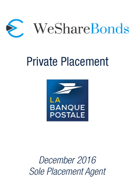 Bryan, Garnier & Co acts as sole advisor to La Banque Postale which acquires 10% stake in WeShareBonds, a platform for crowd-lending