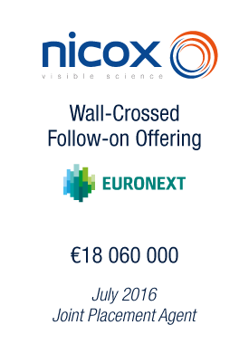 Bryan, Garnier & Co announces the successful €18m Private Placement of Nicox