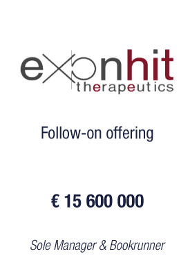 Bryan, Garnier & Co leads a € 15,6 m capital increase for ExonHit Therapeutics 