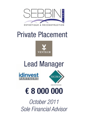 €8 million capital raising for PVP Laboratoires SEBBIN Funding led by new investors VENTECH, Idinvest Partners and Sigma Gestion