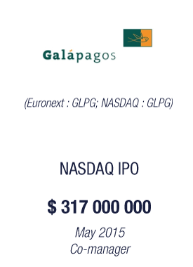 Bryan, Garnier & Co announces that the total proceeds of Galapagos IPO on Nasdaq, the largest Nasdaq IPO of a European biotech, have been raised to $317m following the full exercise of over-allotment option.