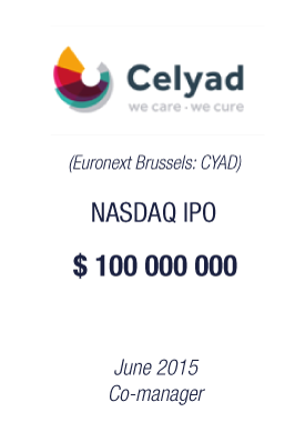 Bryan, Garnier & Co announces the successful $100m  Nasdaq IPO of Celyad.
