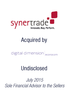 Bryan, Garnier & Co advises the sale of SynerTrade to Digital Dimension