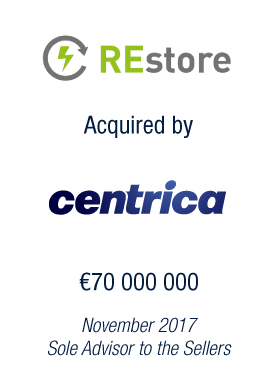 Bryan, Garnier & Co advises REstore NV, Europe's leading demand reponse technology platform on its €70 million sale to Centrica Plc 