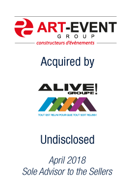 Bryan, Garnier & Co acts as Sole Financial Advisor to Art-Event Group on its merger with Alive Groupe