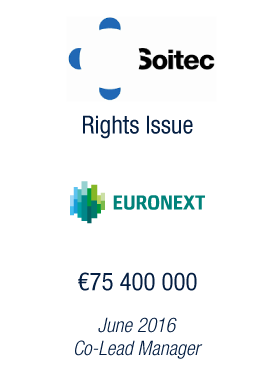 Bryan, Garnier & Co annouces the successful closing of   Soitec’s €75.4 million Rights Issue 