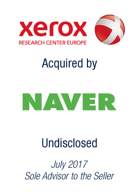Bryan, Garnier & Co advises Xerox Corporation on the sale of their European Artificial Intelligence Research Lab to Naver