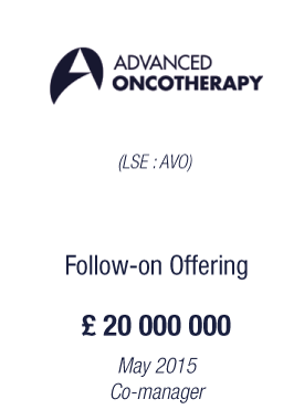 Bryan, Garnier & Co announces the successful follow-on offering of £20m for Advanced Oncotherapy plc
