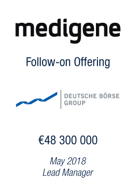 Bryan, Garnier & Co acts as Lead Manager on Medigene’s €48.3 million offering 