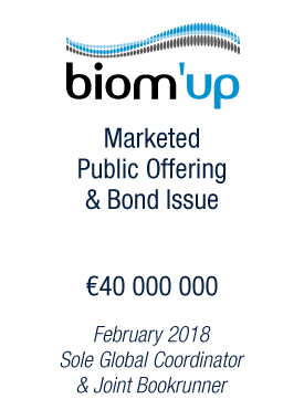 Bryan Garnier & Co acts as Global Coordinator for Biom'Up’s financing representing a total amount of more than €40 million