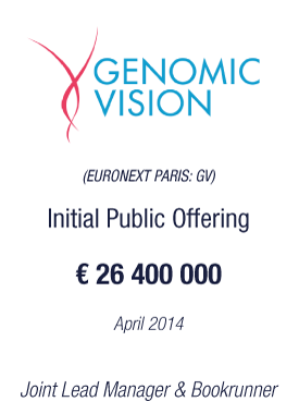 Bryan, Garnier & Co acts as Joint Manager and Bookrunner on Genomic Vision €26.4 m Euronext IPO, 4.7x oversubscribed 