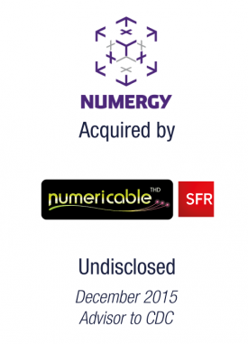 Numericable-SFR completed the acquisition of stakes in Numergy 