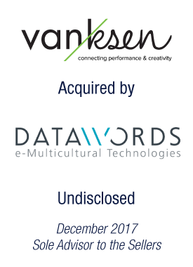 Bryan, Garnier & Co advises Vanksen, an independent digital-native marketing agency, on its sale to Datawords 