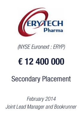 Bryan, Garnier & Co. successfully leads a Secondary Placement for Erytech Pharma