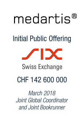 Bryan, Garnier & Co acts as Joint Global Coordinator and Joint Bookrunner for Medartis' IPO CHF142.6 million on SIX Swiss Exchange 
