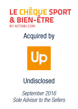 Bryan, Garnier & Co advises Actobi, French leader in sport and well-being vouchers, on its acquisition by UP Group, global leader in Corporate Services  