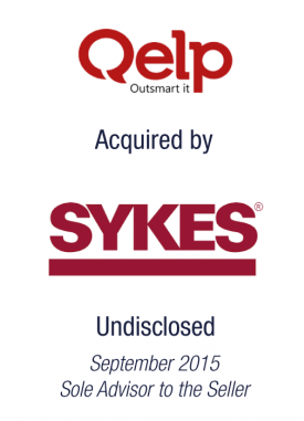 Bryan, Garnier & Co. Gmbh advised Qelp on Acquisition by SYKES Enterprises